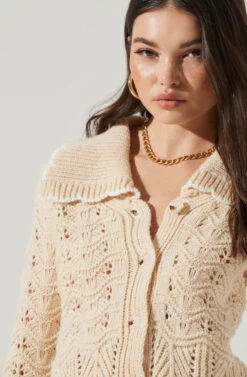 Scallop Collar Cardigan 10 Scallop Collar Cardigan -Astr The Label Shop AT17096 BONE 1