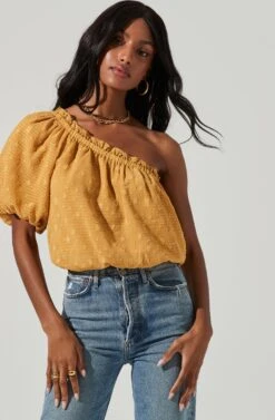 Jacquard One Sleeve Top -Astr The Label Shop AT17151 MUSTARD 0887