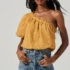 Jacquard One Sleeve Top -Astr The Label Shop AT17151 MUSTARD 0889