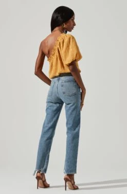 Jacquard One Sleeve Top -Astr The Label Shop AT17151 MUSTARD 0894