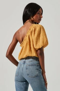 Jacquard One Sleeve Top -Astr The Label Shop AT17151 MUSTARD 0896