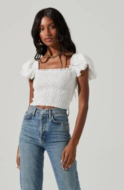 Smocked Flutter Gauze Top