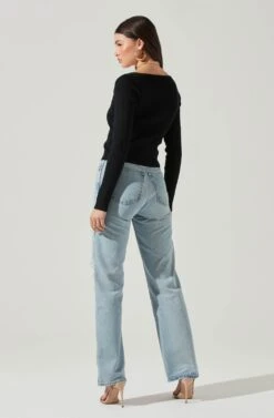 Long Sleeve V Neck Cardigan 24 Long Sleeve V Neck Cardigan -Astr The Label Shop AT17171 BLACK 5