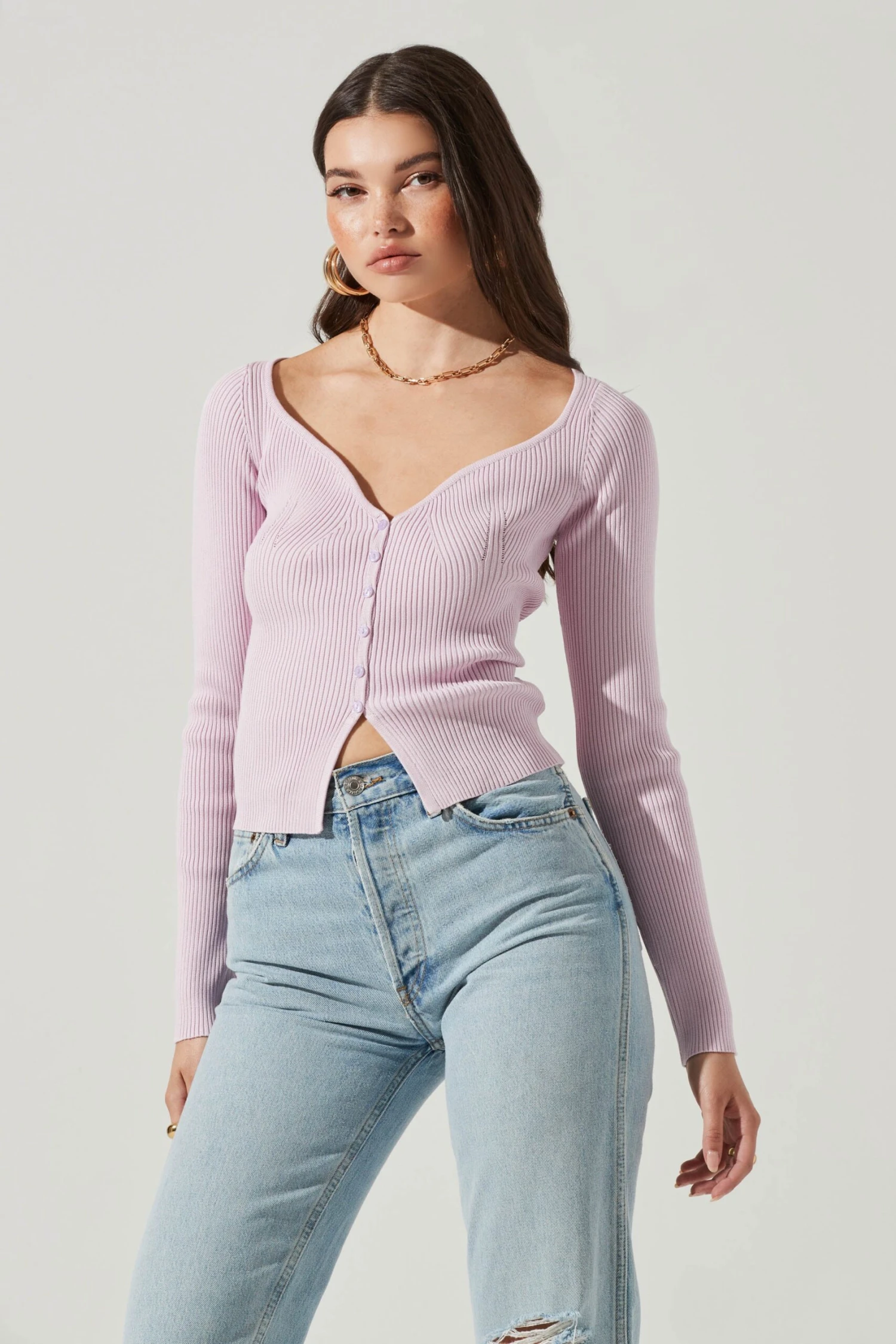 Long Sleeve V Neck Cardigan 15 Long Sleeve V Neck Cardigan - Image 13