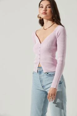 Long Sleeve V Neck Cardigan 34 Long Sleeve V Neck Cardigan -Astr The Label Shop AT17171 ICYPINK 5