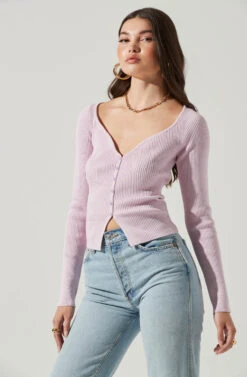 Long Sleeve V Neck Cardigan 35 Long Sleeve V Neck Cardigan -Astr The Label Shop AT17171 ICYPINK 6