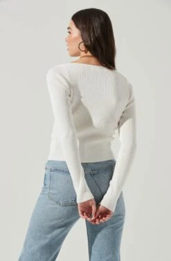 Long Sleeve V Neck Cardigan 30 Long Sleeve V Neck Cardigan -Astr The Label Shop AT17171 WHITE 7