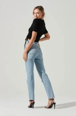 Cinched Side Crop Tee -Astr The Label Shop AT17186 BLACK 1506