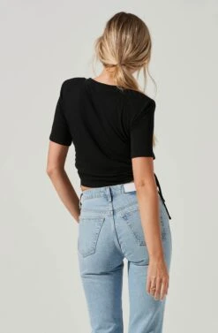 Cinched Side Crop Tee -Astr The Label Shop AT17186 BLACK 1512