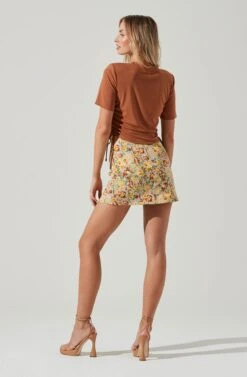 Cinched Side Crop Tee -Astr The Label Shop AT17186 TAN 1129