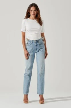 Cinched Side Crop Tee -Astr The Label Shop AT17186 WHITE 1