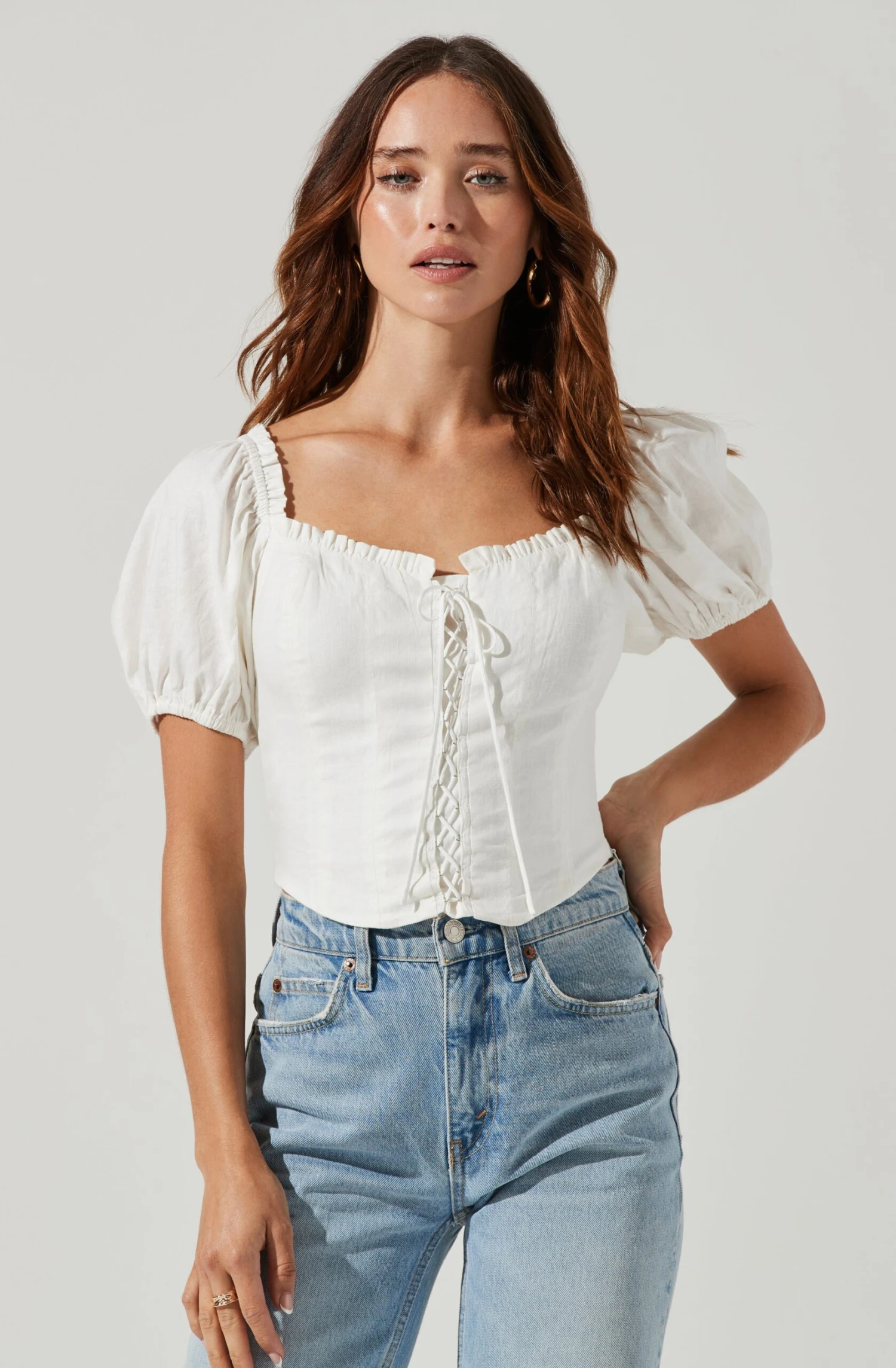 Lace Up Puff Sleeve Top 3 Lace Up Puff Sleeve Top