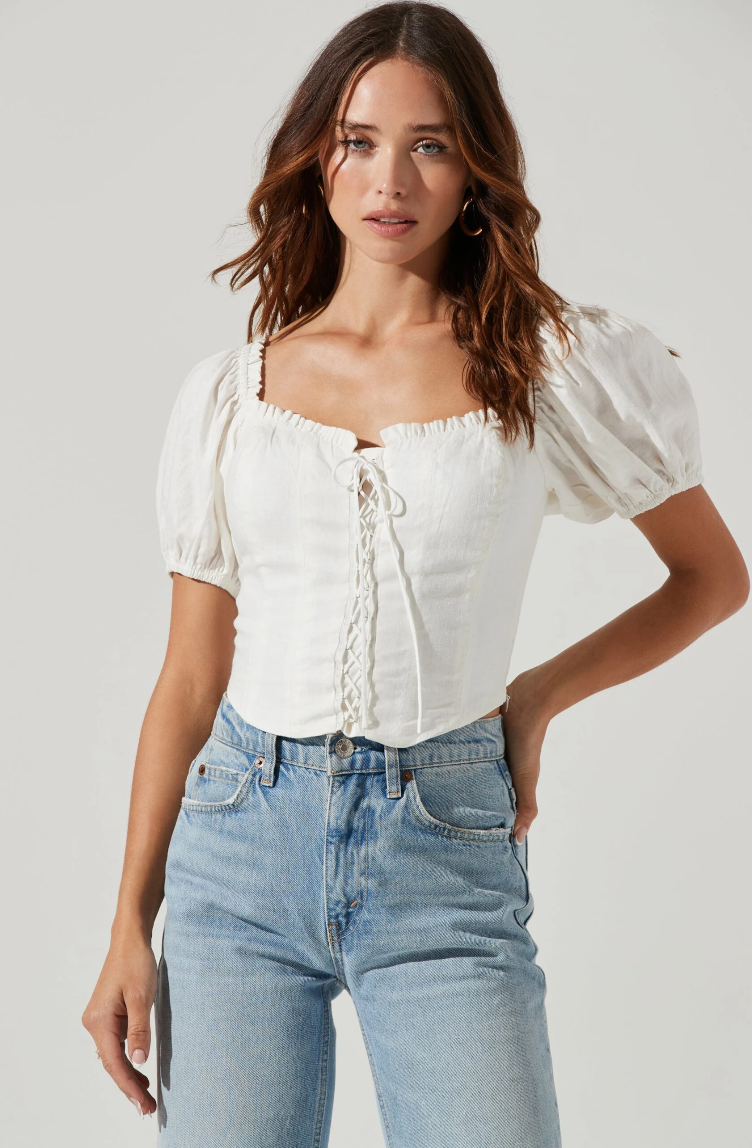 Lace Up Puff Sleeve Top 5 Lace Up Puff Sleeve Top - Image 3