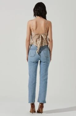 Pleated Floral Linen Cami -Astr The Label Shop AT17248 TAUPEPINKFLORAL 6