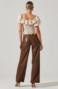 Satin Bubble Sleeve Top -Astr The Label Shop AT17259 CREAM 5