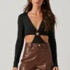 Kiara O-Ring Cutout Long Sleeve Bodysuit -Astr The Label Shop AT17321 BLACK 2