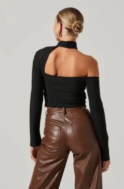 Cutout Turtle Neck Sweater -Astr The Label Shop AT17342 BLACK 3