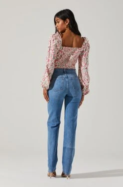 Floral Tie Shoulder Long Sleeve Top -Astr The Label Shop AT17418 PINKMULTIFLORAL 6