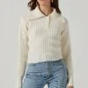 Button Polo Sweater 2 Button Polo Sweater -Astr The Label Shop AT17435 CREAM 3