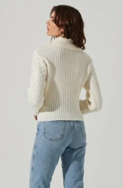 Button Polo Sweater -Astr The Label Shop AT17435 CREAM 5