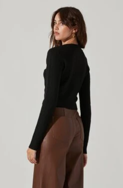 Pearl Button Cardigan -Astr The Label Shop AT17475 BLACK 3