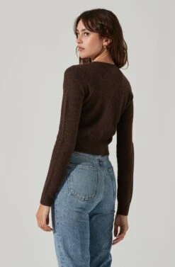 Pearl Button Cardigan -Astr The Label Shop AT17475 BROWN 4