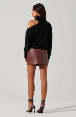 Mock Neck Cutout Sweater -Astr The Label Shop AT17528 BLACK 4