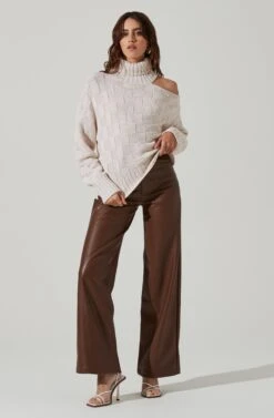 Mock Neck Cutout Sweater -Astr The Label Shop AT17528 CREAM 1