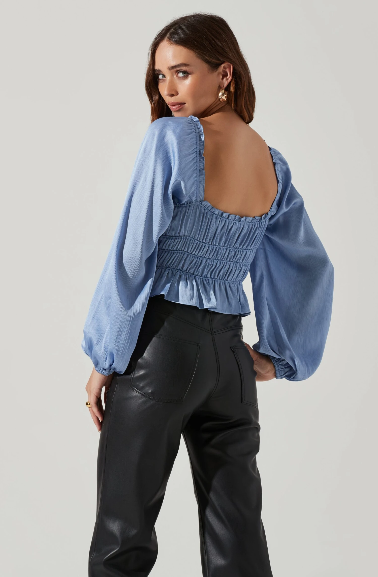 Rowan Satin Peplum Hem Long Sleeve Top 13 Rowan Satin Peplum Hem Long Sleeve Top - Image 11