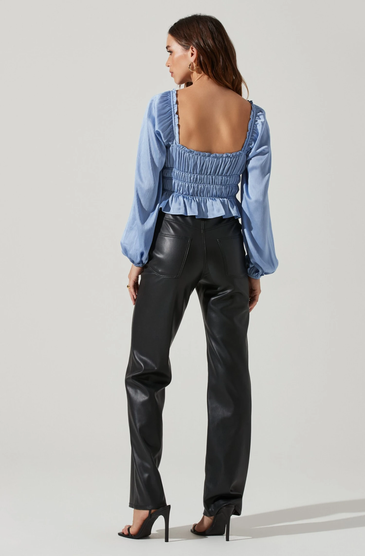 Rowan Satin Peplum Hem Long Sleeve Top 12 Rowan Satin Peplum Hem Long Sleeve Top - Image 10