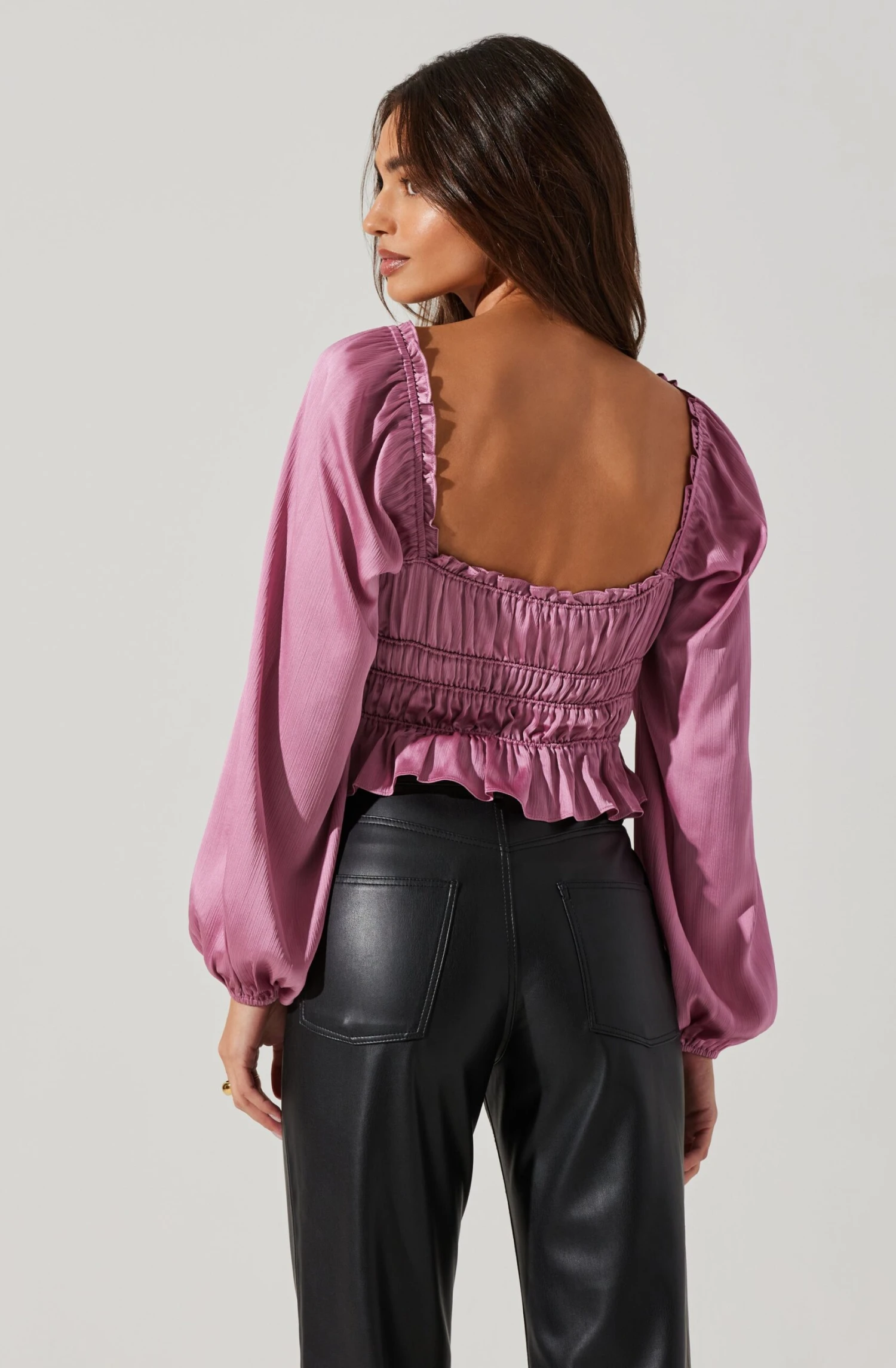 Rowan Satin Peplum Hem Long Sleeve Top 17 Rowan Satin Peplum Hem Long Sleeve Top - Image 15