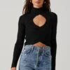Elia Mock Neck Cutout Sweater