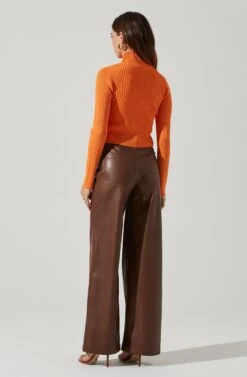 Elia Mock Neck Cutout Sweater -Astr The Label Shop AT17545 ORANGE 5
