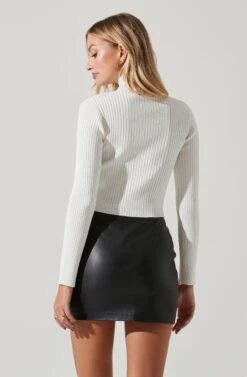 Elia Mock Neck Cutout Sweater -Astr The Label Shop AT17545 WHITE 4