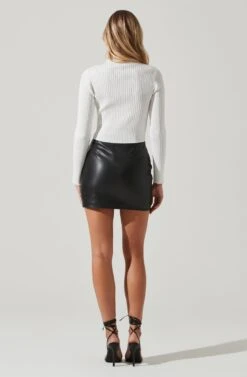 Elia Mock Neck Cutout Sweater -Astr The Label Shop AT17545 WHITE 5