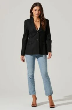 Fitted Buttoned Blazer -Astr The Label Shop AT17557 BLACK 1