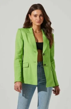 Fitted Buttoned Blazer -Astr The Label Shop AT17557 LIME 4
