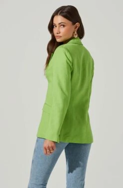 Fitted Buttoned Blazer -Astr The Label Shop AT17557 LIME 5