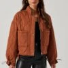 Dalia Quilted Cinched Jacket 2 Dalia Quilted Cinched Jacket -Astr The Label Shop AT17586 BROWN 2