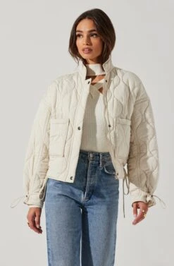 Dalia Quilted Cinched Jacket -Astr The Label Shop AT17586 EGGSHELL 3