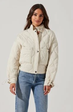 Dalia Quilted Cinched Jacket -Astr The Label Shop AT17586 EGGSHELL 4