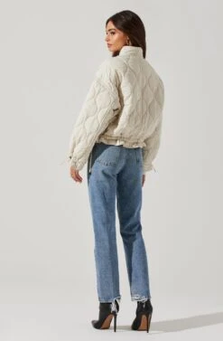 Dalia Quilted Cinched Jacket -Astr The Label Shop AT17586 EGGSHELL 6