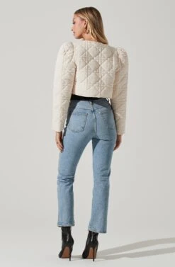 Lucia Quilted Cropped Puff Sleeve Jacket 18 Lucia Quilted Cropped Puff Sleeve Jacket -Astr The Label Shop AT17627 OFFWHITE 5