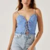 Lace Trim Front Tie Cami -Astr The Label Shop AT17640 CORNFLOWERBLUE 4