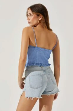 Lace Trim Front Tie Cami -Astr The Label Shop AT17640 CORNFLOWERBLUE 5