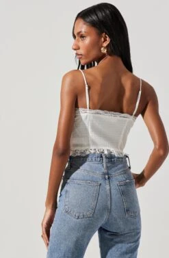 Lace Trim Front Tie Cami -Astr The Label Shop AT17640 WHITE 6