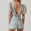 Floral Bubble Sleeve Tie Back Top -Astr The Label Shop AT17725 PINKGREENFLORAL 5