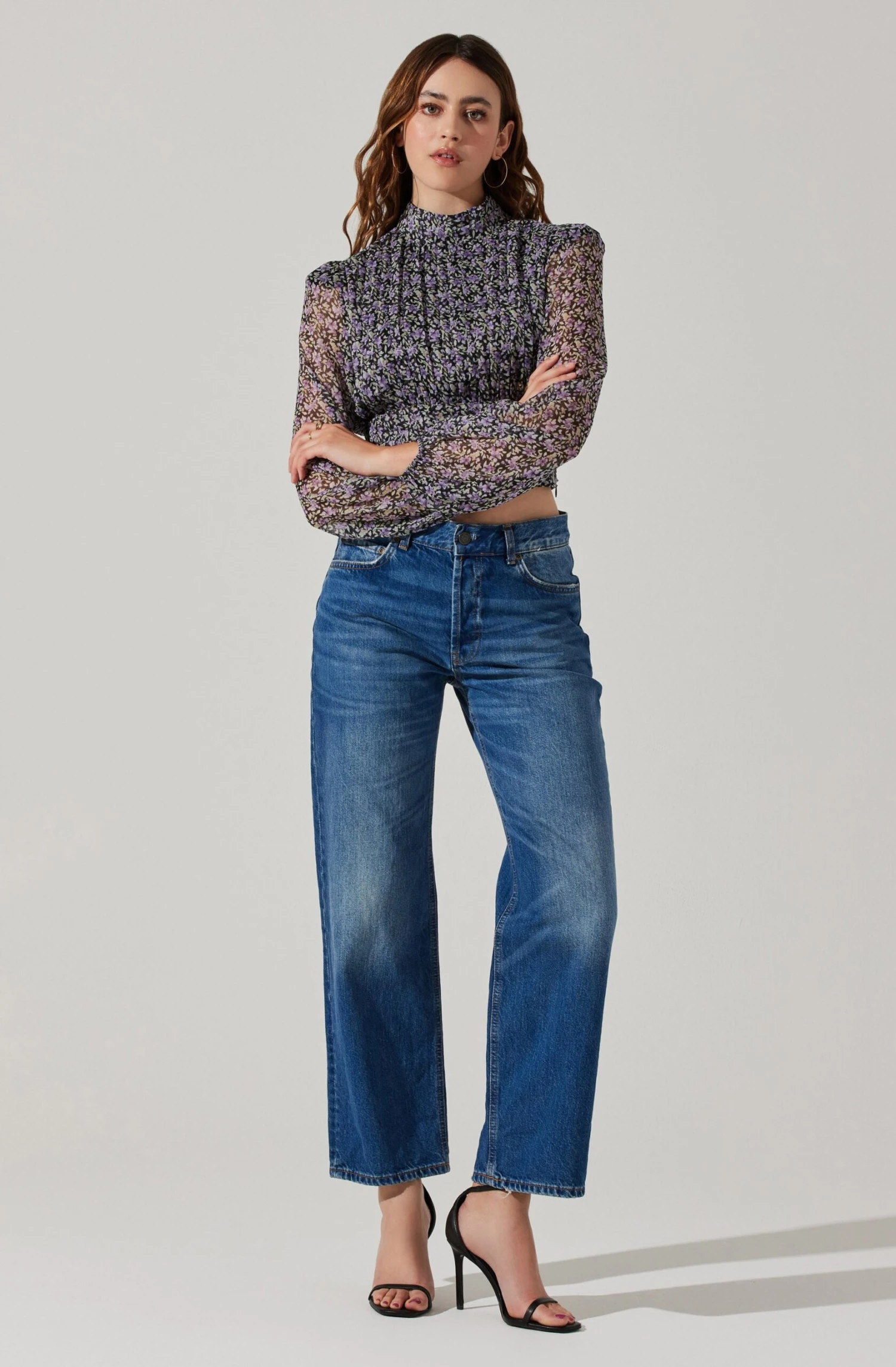 Floral Puff Sleeve Mock Neck Top 4 Floral Puff Sleeve Mock Neck Top - Image 2