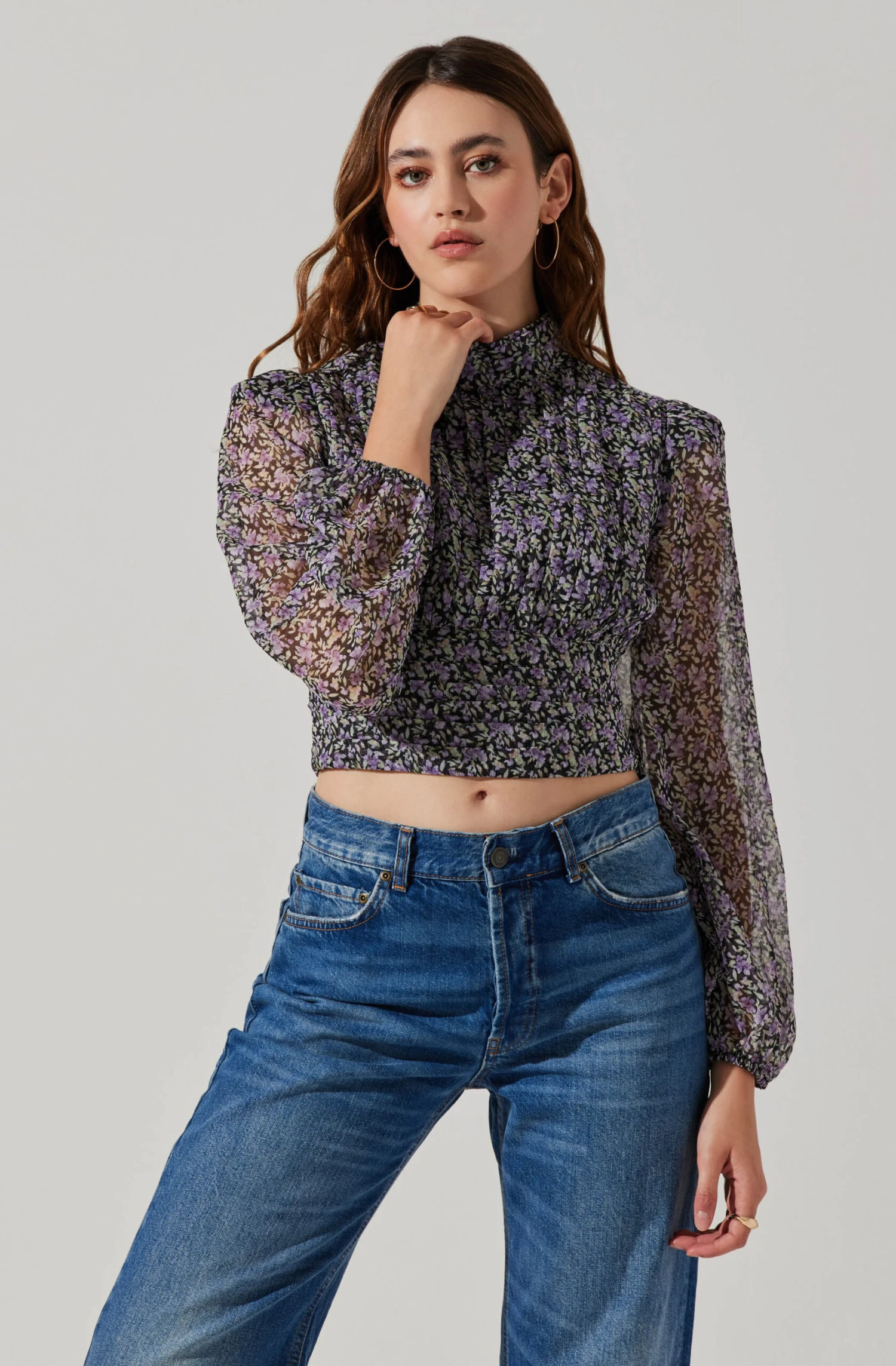 Floral Puff Sleeve Mock Neck Top 7 Floral Puff Sleeve Mock Neck Top - Image 5