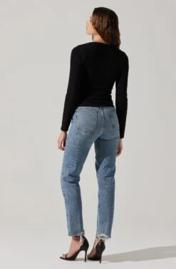 Long Sleeve Cupped Bust Knit Top 12 Long Sleeve Cupped Bust Knit Top -Astr The Label Shop AT17996 BLACK 5